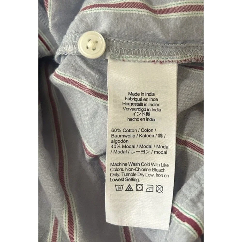 J.Crew Striped Women M  V-Neck Tie Top Light Blue Cotton-Blend Dobby Preppy